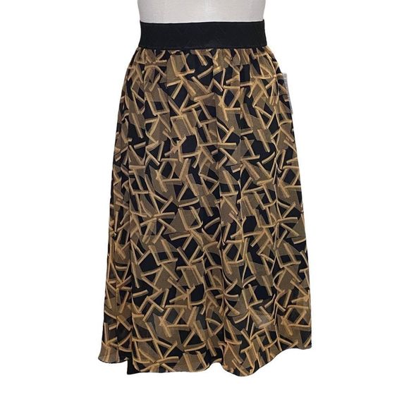 LuLaRoe Lola Skirt Black Tan Size XS NEW - Picture 1 of 6